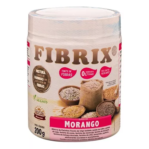 FIBRIX - Regulador Intestinal Vegano Sabor Morango 200g 
