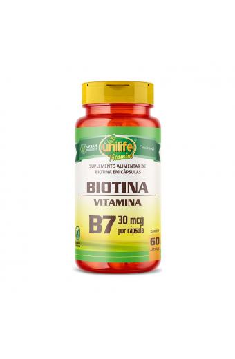 Vitamina B7 Biotina 500mg 60 Cáps - Unilife