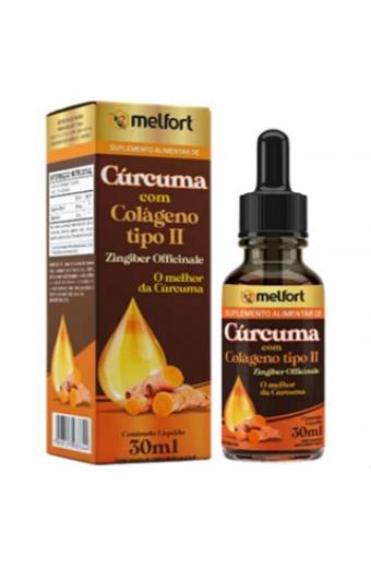 Cúrcuma com colágeno tipo II em gotas 30ml - melfort