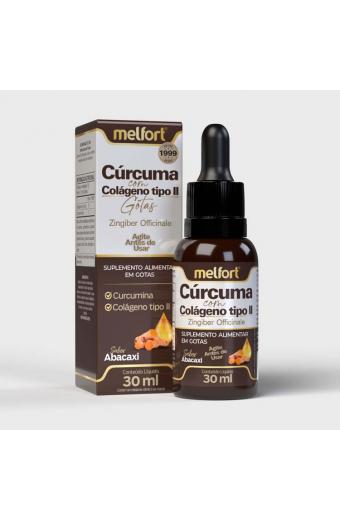 Cúrcuma com colágeno tipo II em gotas 30ml - melfort