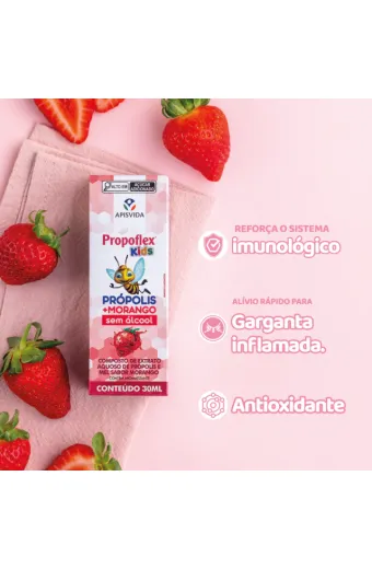 Extrato Aquoso de Própolis e Mel Sabor Morango Propoflex Kids 30mL