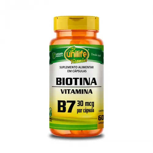 Vitamina B7 Biotina 500mg 60 Cáps - Unilife