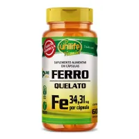 Ferro Quelato Fe 500mg 60 Cáps - Unilife