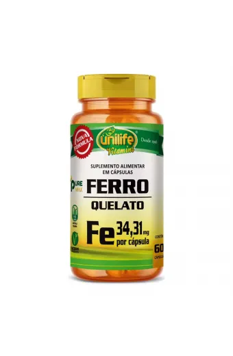 Ferro Quelato Fe 500mg 60 Cáps - Unilife