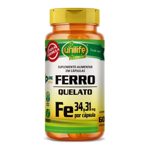 Ferro Quelato Fe 500mg 60 Cáps - Unilife